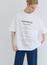 Футболка оверсайз с принтом, Белый OSTIN