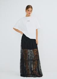 Футболка из жатой ткани с принтом, Белый OSTIN