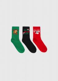 Носки с жаккардовым рисунком для мальчиков, 3 пары, Красный OSTIN