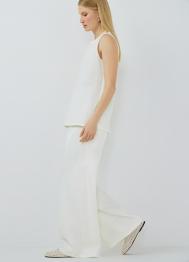 Широкие брюки из мягкого пике, Белый OSTIN