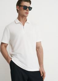 Поло из технологичной ткани с молнией, Белый OSTIN