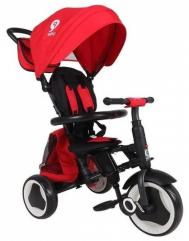 Велосипед трехколесный  RITO PLUS, ручка управления, складной механизм, мягкая наклонная спинка QPlay