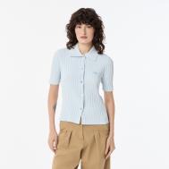 Женский лёгкий свитер  с коротким рукавом и воротником-поло Lacoste
