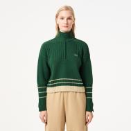 Женский короткий свитер  на молнии с длинным рукавом Lacoste
