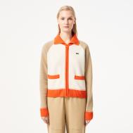 Женский шерстяной свитер  на молнии с карманами и воротником поло Lacoste