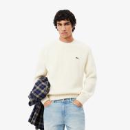 Мужской толстый шерстяной свитер  с круглым вырезом Lacoste