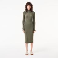 Женское облегающее длинное платье  на молнии с длинным рукавом Lacoste
