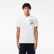 Мужское поло  с контрастным принтом Lacoste