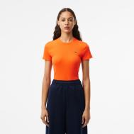Женская Футболка  Slim Fit из хлопка в рубчик Lacoste