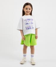 Шорты из тонкого футера салатовые для девочки  (116) Gulliver