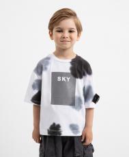 Футболка с крашением тай-дай(tie-dye) белая для мальчика  (104) Gulliver