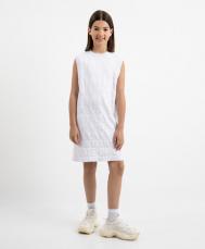 Платье вязаное без рукавов белое для девочек  (146) Gulliver