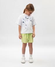 Шорты для девочки с карманами-карго из мерсеризированного интерлока салатовые Gulliver