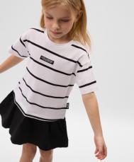 Платье детское черно-белое с коротким рукавом трикотажное комбинированное  (110) Gulliver