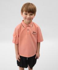 Поло для мальчика из пике с принтом терракотовое  (104) Gulliver