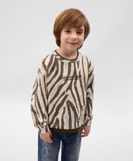 Свитшот для мальчика с анималистичным принтом коричневый  (104) Gulliver