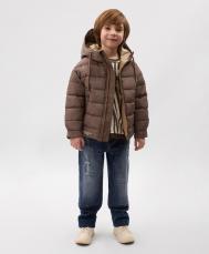 Куртка для мальчика утепленная стеганая с капюшоном коричневая Gulliver