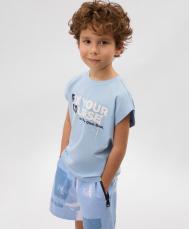 Майка для мальчика с принтом голубая  (110) Gulliver