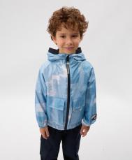 Ветровка с капюшоном для мальчика с принтом голубая  (104) Gulliver