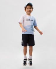 Шорты для мальчика с принтом из пике синие  (116) Gulliver