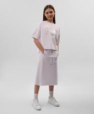 Юбка детская белая трикотажная средней посадки с рибовыми вставками  (152) Gulliver