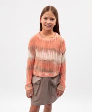 Джемпер вязаный для девочки укороченный силуэта умеренный оверсайз мультицвет Gulliver