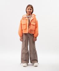 Куртка демисезонная для девочки силуэта умеренный оверсайз коралловая  (146) Gulliver