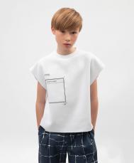 Майка для мальчика с принтом оверсайз белая Gulliver