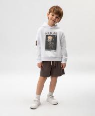 Шорты трикотажные для мальчика с поясом на резинке из органического хлопка коричневые  (116) Gulliver