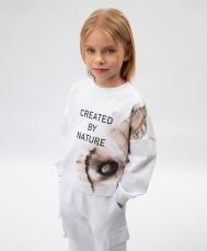 Свитшот для девочки из органического хлопка белый  (152) Gulliver