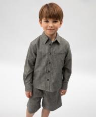 Рубашка с длинным рукавом для мальчика серая в полоску Roberto Moretti