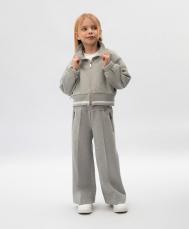 Брюки-палаццо для девочки трикотажные серые с люрексом  (134) Roberto Moretti