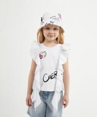 Майка для девочки трикотажная с воланами белая  (122) Gulliver