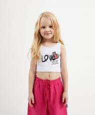 Майка для девочки укороченная с оригинальным декором белая  (104) Gulliver