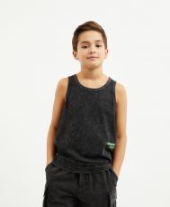 Майка для мальчика с вареным винтажным эффектом темно-серая  (164) Gulliver