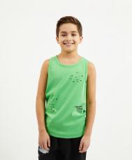 Майка для мальчика с дестрой- эффектом салатовая  (170) Gulliver