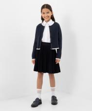 Кардиган вязаный с контрастной отделкой синий для девочки  (158) Gulliver