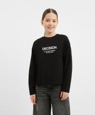 Лонгслив свободного кроя чёрный для девочки  (164) Gulliver