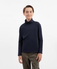 Водолазка трикотажная для мальчика с нашивкой и изображением бизона синяя  (164) Gulliver