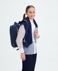 Блузка комбинированная с деталями из органзы белая для девочки Gulliver