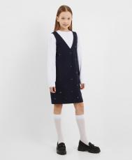 Сарафан трикотажный с люверсами синий для девочки  (152) Gulliver