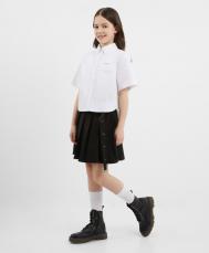 Юбка в складку с запахом чёрная для девочки  (158) Gulliver