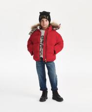 Куртка для девочки зимняя стеганая на искусственном пуху красная Gulliver