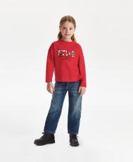 Джинсы для девочки утеплённые на флисе синие  (110) Gulliver