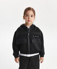 Толстовка-бомбер для девочки распашная черная  (134) Gulliver