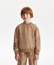 Свитшот для мальчика из футера с начесом бежевый Gulliver