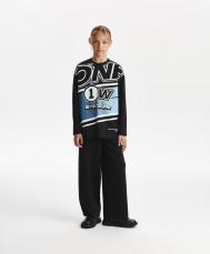 Брюки вязаные для девочки силуэта палаццо черные  (140) Gulliver