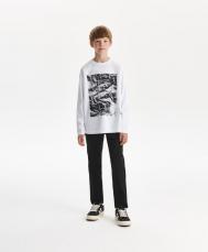 Брюки-чиносы для мальчика зауженные к низу черные  (158) Gulliver