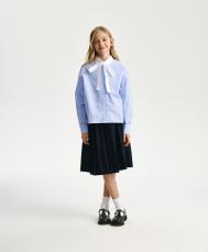 Блузка с длинным рукавом прямой свободной формы в полоску детская голубая  (152) Gulliver