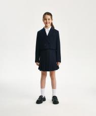 Жакет для девочки укороченный двубортный синий Gulliver